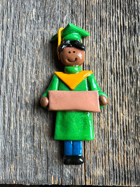 Tis The Season Christmas Ornaments miscellaneous Male / African American Green and Gold Graduate