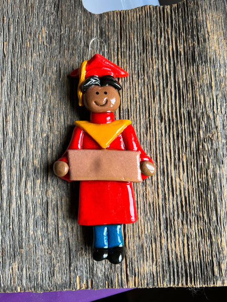 Tis The Season Christmas Ornaments miscellaneous Male / African American Red and Gold Graduate
