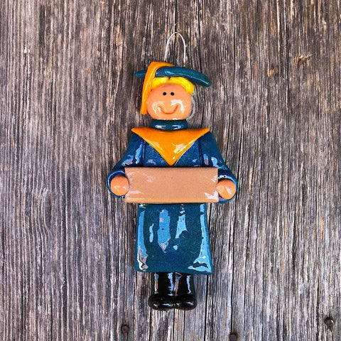 Tis The Season Christmas Ornaments miscellaneous Male / Blonde Blue and Gold Graduate