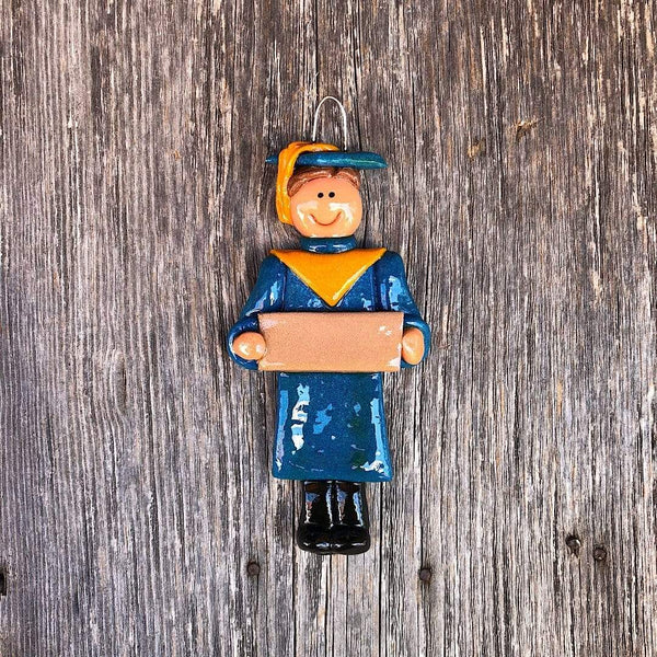 Tis The Season Christmas Ornaments miscellaneous Male / Brown Blue and Gold Graduate