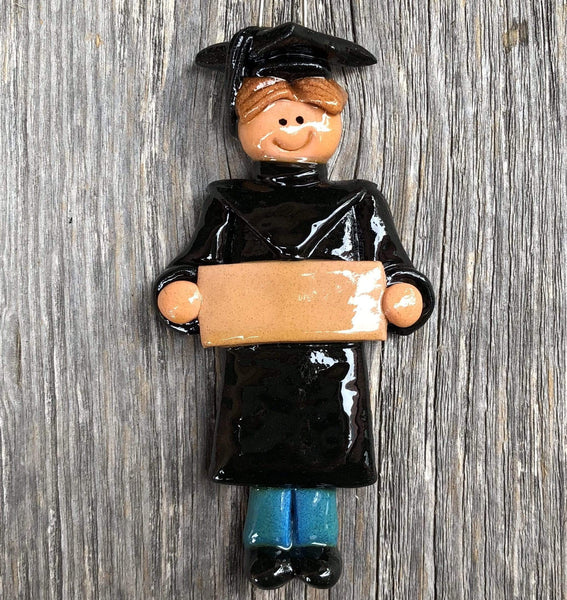 Tis The Season Christmas Ornaments miscellaneous Male / Brown Solid Black Gown Graduate