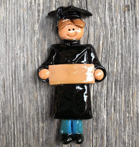 Tis The Season Christmas Ornaments miscellaneous Male / Brown Solid Black Gown Graduate