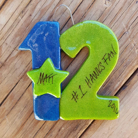 Tis The Season Christmas Ornaments Number 12 Ornament Seahawks Colors