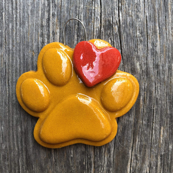 Tis The Season Christmas Ornaments Orange Pet Paw Ornament