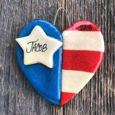 Tis The Season Christmas Ornaments Patriotic Heart