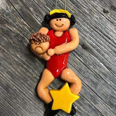 Tis The Season Christmas Ornaments Red / Blond Wrestler Ornament Brown Hair
