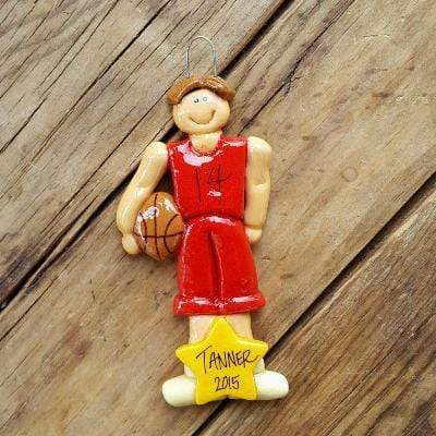 Tis The Season Christmas Ornaments Red / Brown Basketball Player Ornament Male