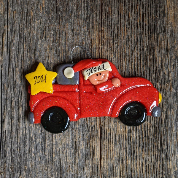 Tis The Season Christmas Ornaments Santa Red Truck Ornament