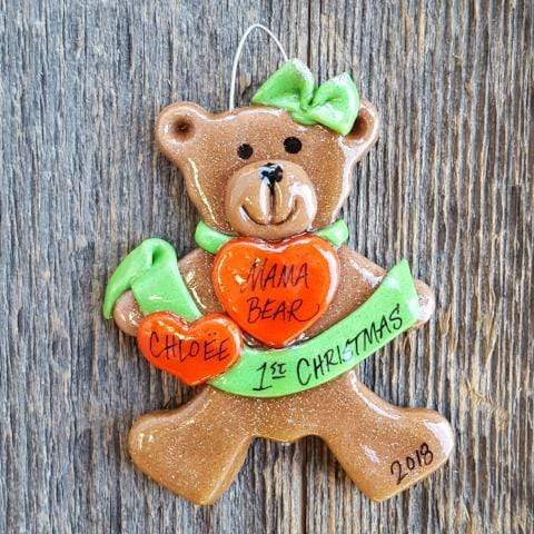 Personalized Christmas Acrylic Ornament – Mama Bear and Cubs