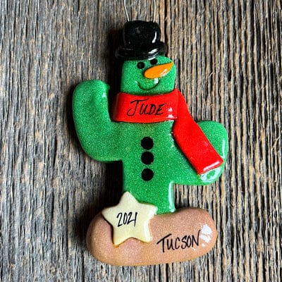 Tis The Season Christmas Ornaments Snowman Cactus Cactus Ornament