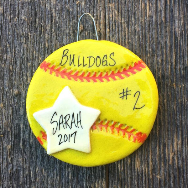 Tis The Season Christmas Ornaments Softball with star