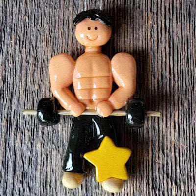 Tis The Season Christmas Ornaments Sports Black Male Weightlifter Ornament