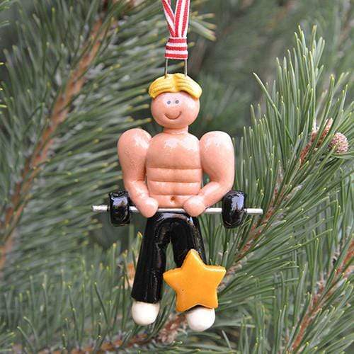 Tis The Season Christmas Ornaments Sports Blond Weightlifter Ornament