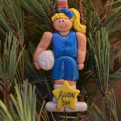 Tis The Season Christmas Ornaments Sports Blue / Blonde Volleyball Ornament