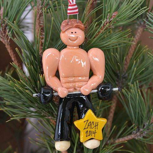 Tis The Season Christmas Ornaments Sports Brown Weightlifter Ornament