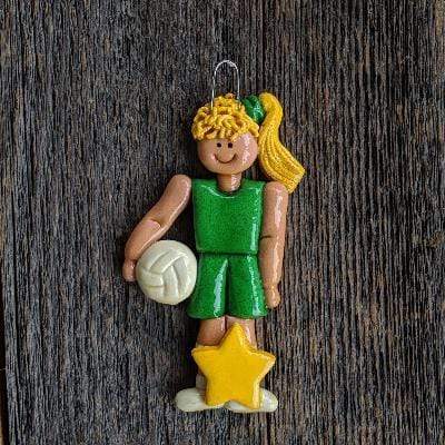 Tis The Season Christmas Ornaments Sports Green / Blonde Volleyball Ornament