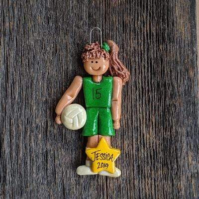 Tis The Season Christmas Ornaments Sports Green / Brown Volleyball Ornament