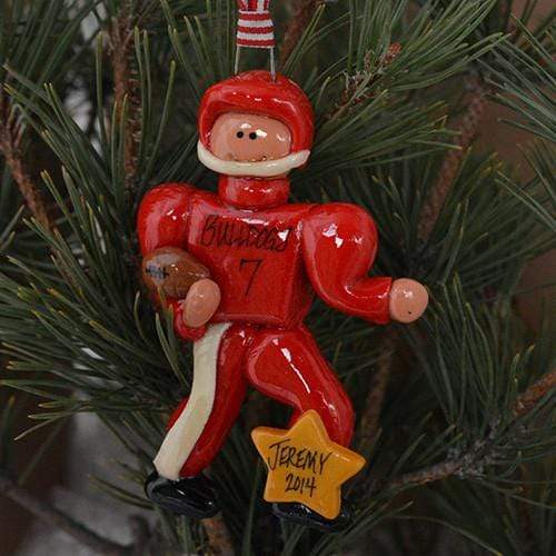 Tis The Season Christmas Ornaments Sports Red Football Player Ornament