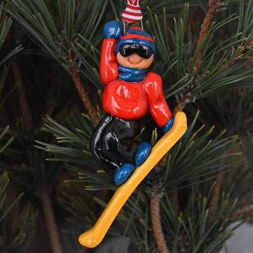 Tis The Season Christmas Ornaments Sports Red Snowboarder Ornament Male