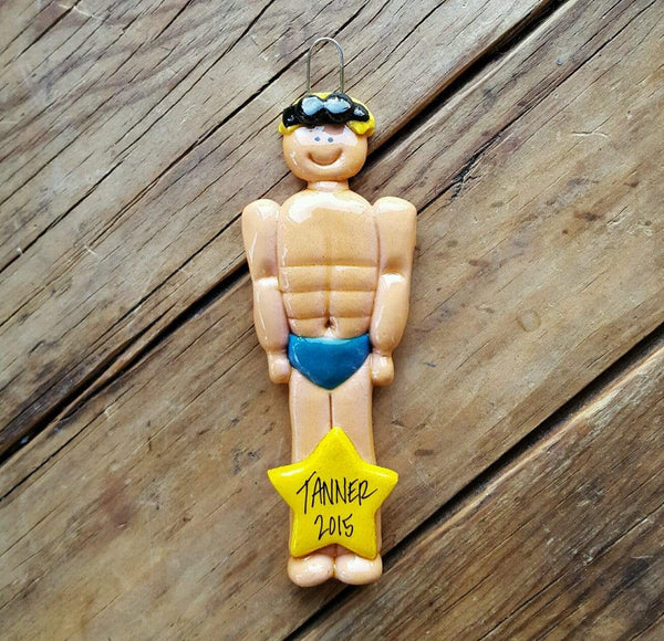 Tis The Season Christmas Ornaments Swimmer Ornament Male
