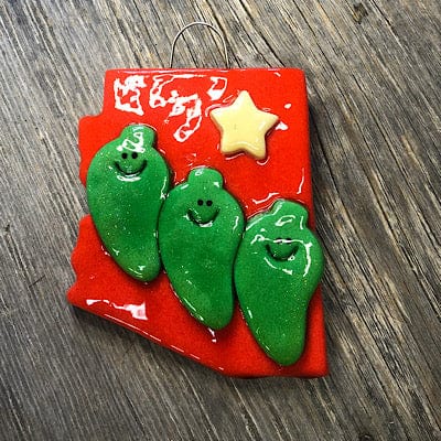 Tis The Season Christmas Ornaments Three jalapeños Arizona with Jalapeño Family Ornament