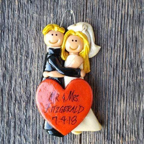 Tis The Season Christmas Ornaments wedding ornament Blond / Blonde Bride and Groom Ornament