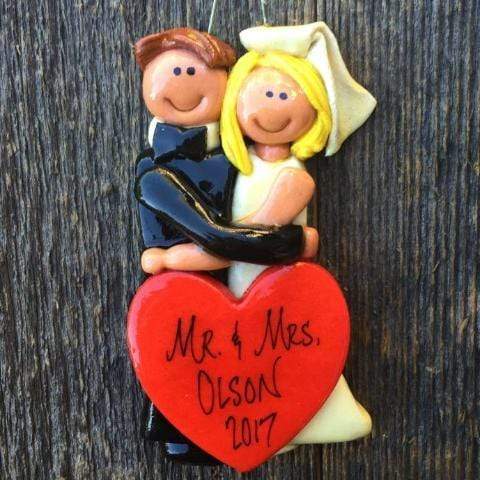 Tis The Season Christmas Ornaments wedding ornament Brown / Blonde Bride and Groom Ornament