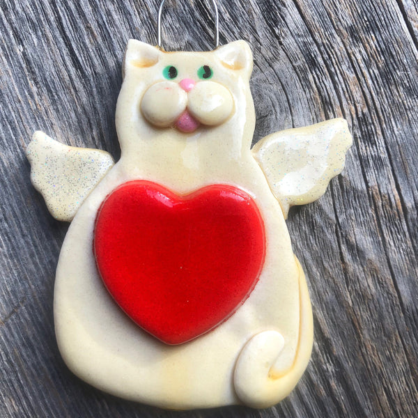 Tis The Season Christmas Ornaments White Angel Kitty