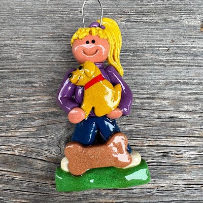 Tis The Season Christmas Ornaments Yellow Dog / Girl Blonde Hair First Dog Ornament - Girl