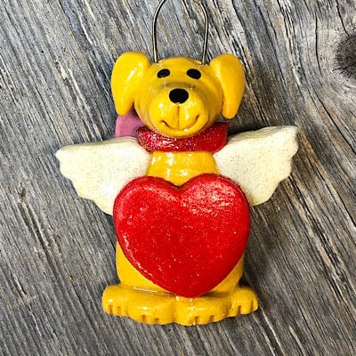 Tis The Season Christmas Ornaments Yellow Dog with Angel Wings Ornament